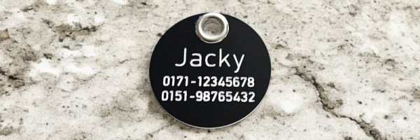 Hundemarke Acryl schwarz/weiß, einseitig