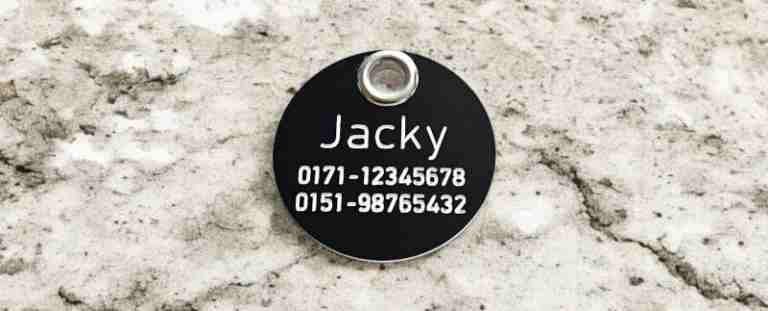 Hundemarke Acryl schwarz/weiß, einseitig