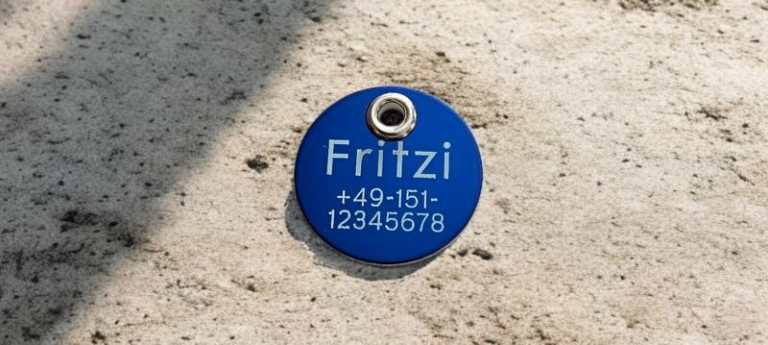 Alu-Hundemarke farbig, rund, 25 mm - blau, einseitig