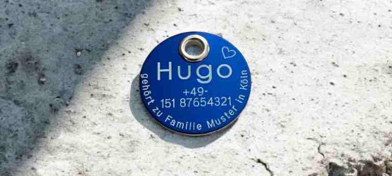 Alu-Hundemarke farbig, rund, 30 mm - blau, beidseitig