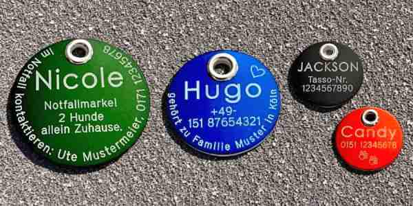 Hundemarke Aluminium rund Uebersicht