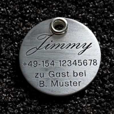 Alu-Hundemarke, Natur - 36 mm, beidseitig