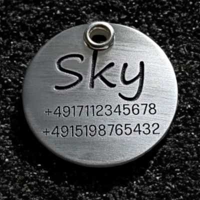 Alu-Hundemarke, Natur - 40 mm, beidseitig