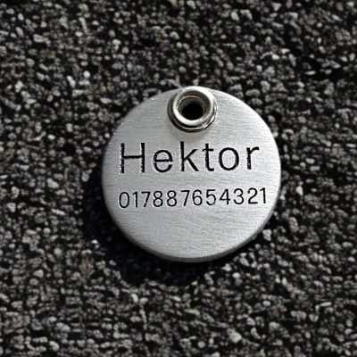 Alu-Hundemarke, Natur - 25 mm, einseitig