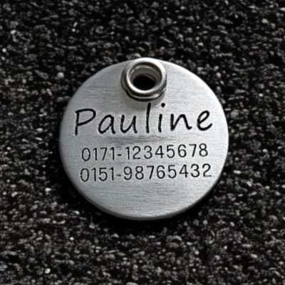 Alu-Hundemarke, Natur - 30 mm, einseitig