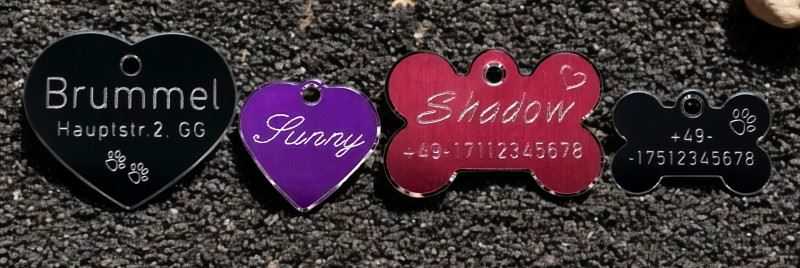 Alu-Hundemarke, Schmuckrand - Herz- oder Knochenform ab 8,00 €