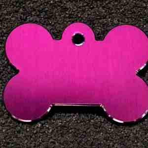 Alu-Hundemarke, Schmuckrand - Knochen, groß, pink, beidseitig