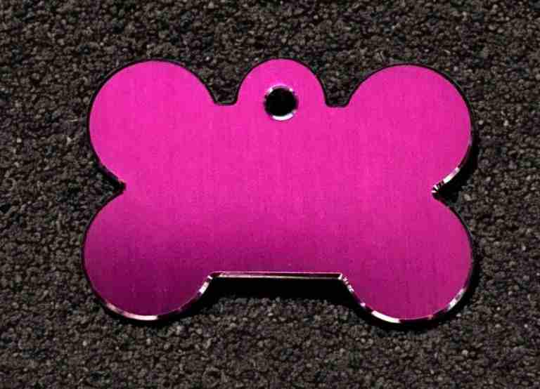 Alu-Hundemarke, Schmuckrand - Knochen, groß, pink, beidseitig