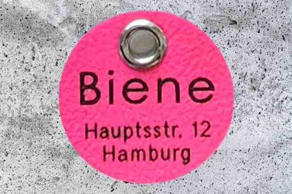 Biothane-Hundemarke rund, 25 mm, darkpink, beidseitig