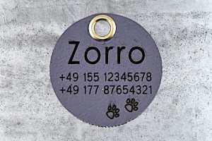 Hundemarke Biothane 36 mm grau