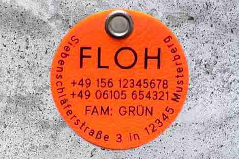 Biothane-Hundemarke rund, 40 mm, neonorange, beidseitig