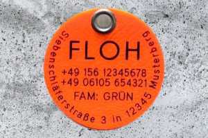 Biothane-Hundemarke rund, 40 mm, neonorange, beidseitig