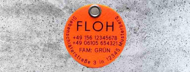 Biothane-Hundemarke rund, 40 mm, neonorange, beidseitig
