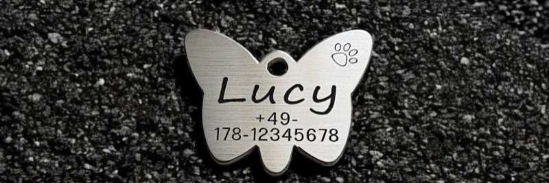 Hundemarke Edelstahl sonstige, Schmetterling, beidseitig