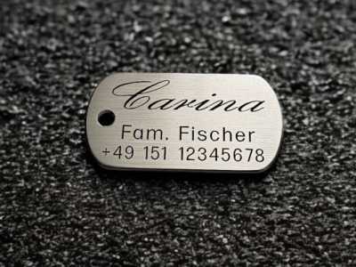 Hundemarke Edelstahl Dogtag, 40 mm, beidseitig