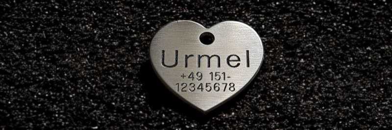 Hundemarke Edelstahl Herz, 30 mm, beidseitig