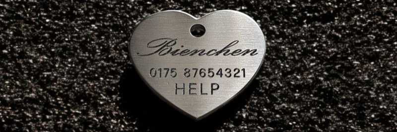 Hundemarke Edelstahl Herz, 35 mm, beidseitig