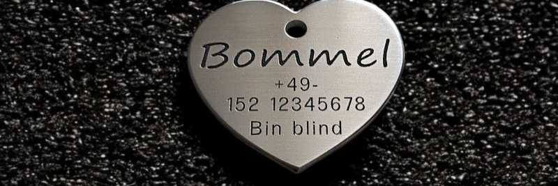 Hundemarke Edelstahl Herz, 40 mm, beidseitig