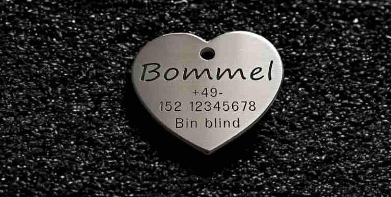 Hundemarke Edelstahl Herz, 40 mm, beidseitig