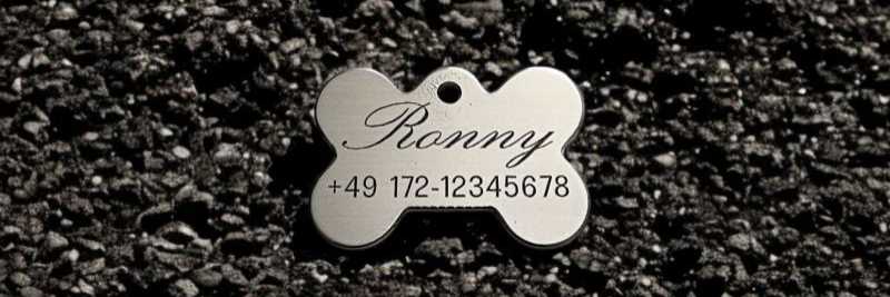 Hundemarke Edelstahl Knochen 33 mm, beidseitig