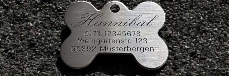 Hundemarke Edelstahl Knochen 50 mm, beidseitig