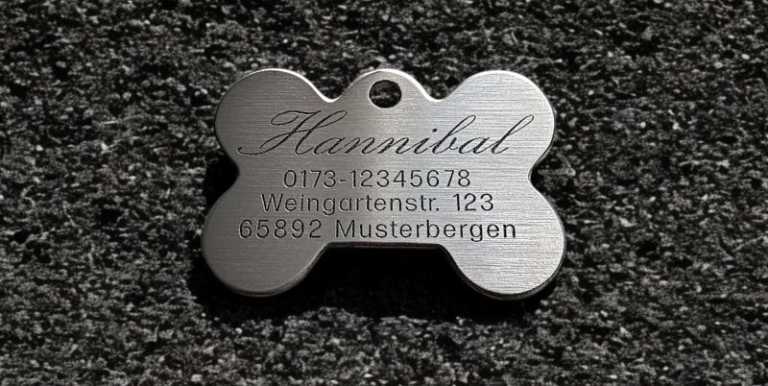 Hundemarke Edelstahl Knochen 50 mm