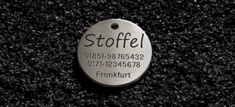 Hundemarke Edelstahl rund, 36 mm, beidseitig