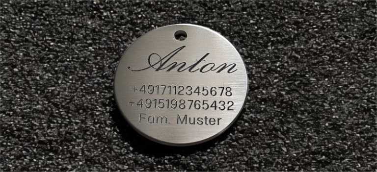 Hundemarke Edelstahl rund, 40 mm, beidseitig