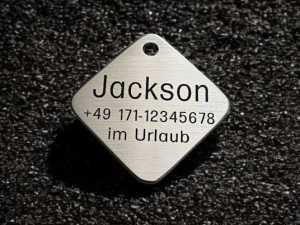 Hundemarke Edelstahl sonstige, Raute 38 mm, beidseitig