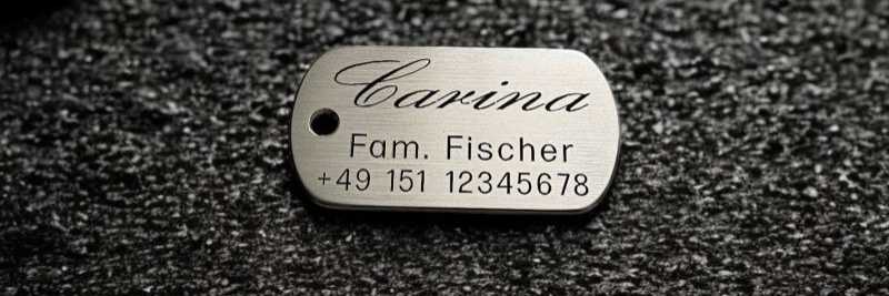 Hundemarke Edelstahl Dogtag, 40 mm, einseitig