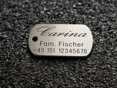 Hundemarke Edelstahl Dogtag, 40 mm, einseitig
