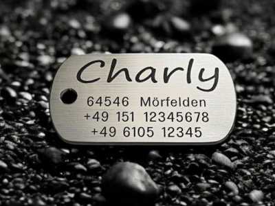 Hundemarke Edelstahl Dogtag, 50 mm, einseitig