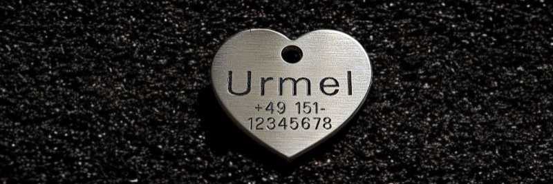 Hundemarke Edelstahl Herz, 30 mm, einseitig