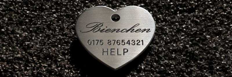 Hundemarke Edelstahl Herz, 35 mm, einseitig