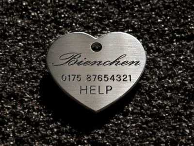 Hundemarke Edelstahl Herz, 35 mm, einseitig