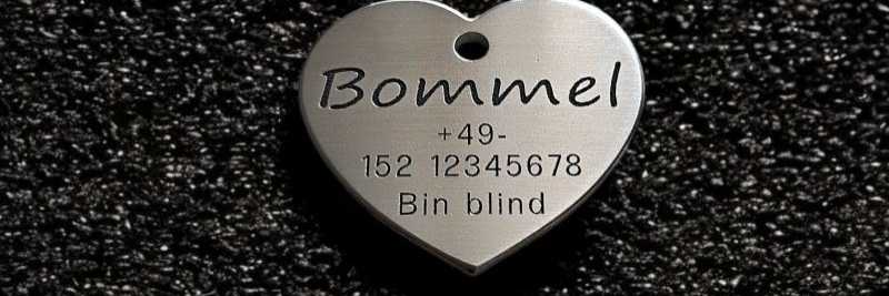 Hundemarke Edelstahl Herz, 40 mm, einseitig