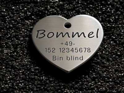 Hundemarke Edelstahl Herz, 40 mm, einseitig