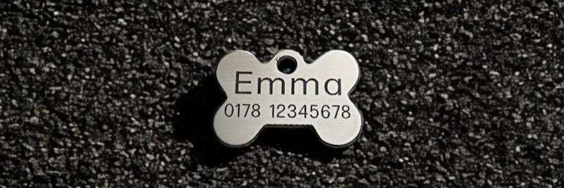 Hundemarke Edelstahl Knochen, 28 mm, einseitig