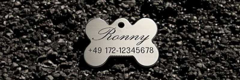 Hundemarke Edelstahl Knochen 33 mm, einseitig