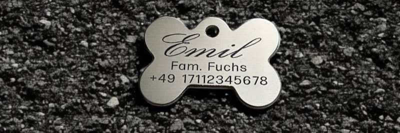 Hundemarke Edelstahl Knochen 38 mm einseitig