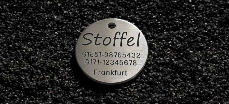 Hundemarke Edelstahl, rund 36 mm, einseitig