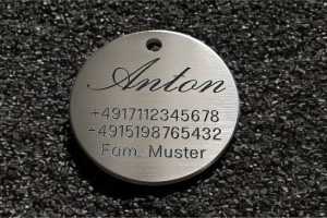 Hundemarke Edelstahl, rund 40 mm, einseitig