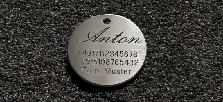 Hundemarke Edelstahl, rund 40 mm, einseitig