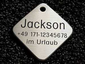 Hundemarke Edelstahl sonstige, Raute 38 mm, einseitig