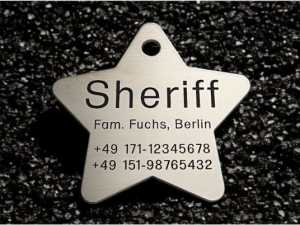 Hundemarke Edelstahl sonstige, Stern, 50 mm, einseitig