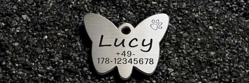 Hundemarke Edelstahl sonstige, Schmetterling, einseitig