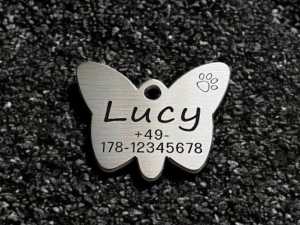 Hundemarke Edelstahl sonstige, Schmetterling, einseitig