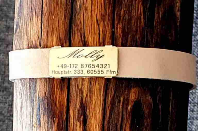 Messing-Plakette für Lederhalsbänder mit Breite 18-21 mm, 19,50 €.