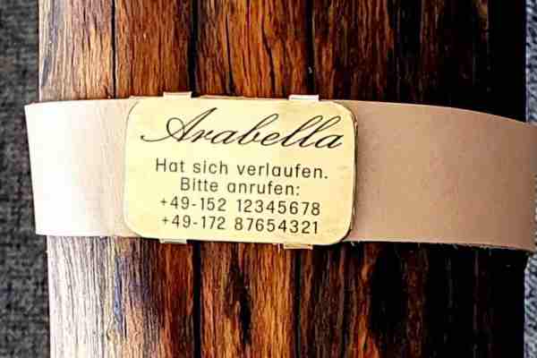 Messing-Plakette für Lederhalsbänder mit Breite 33-36 mm, 21,50 €.
