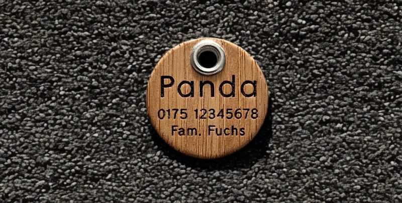 Hundemarke Bambus 30 mm einseitig